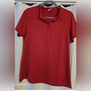 Under Armour Heat Gear Shirt Womens L Red Short Sleeves